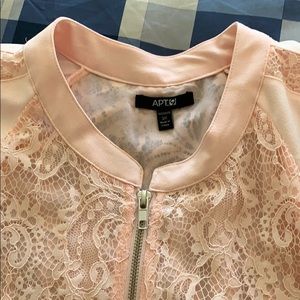 Pink lace see through bomber jacket